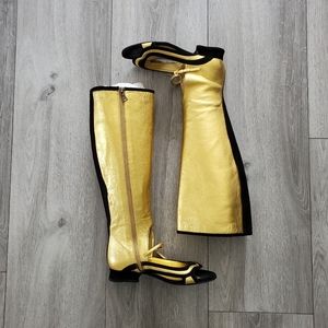 Prada Runway SS 2008 Runway Fairy Collection Gladiator Boots Gold Black 35.5